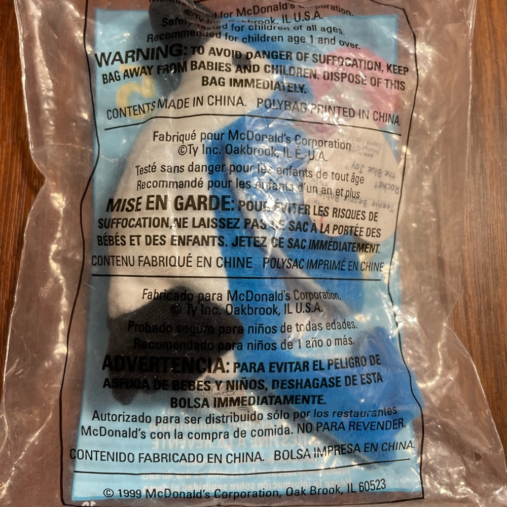 McDonald's original TY beanie baby 1999 "Rocket the Blue Jay"